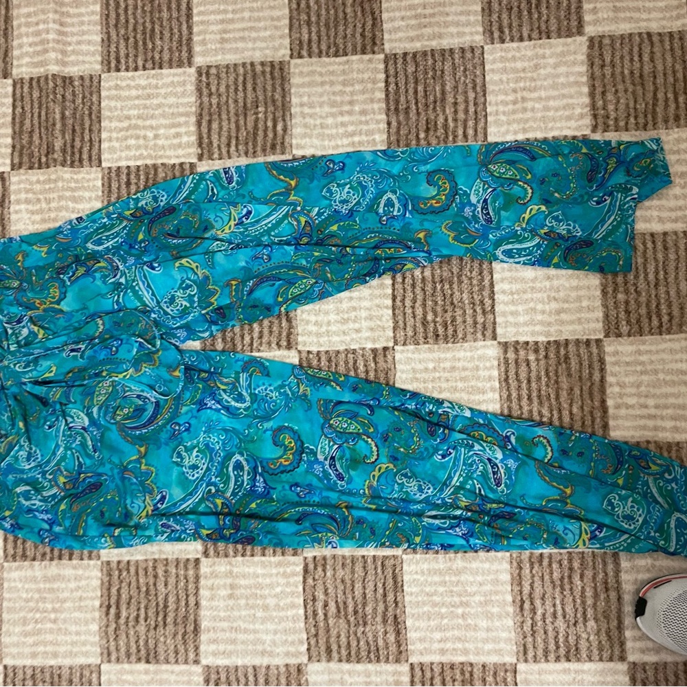 Ralph Lauren Teal Paisley Print Pants
